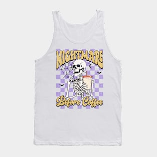 "Nightmare Before Coffee" Skeleton Drinking Coffee Tank Top